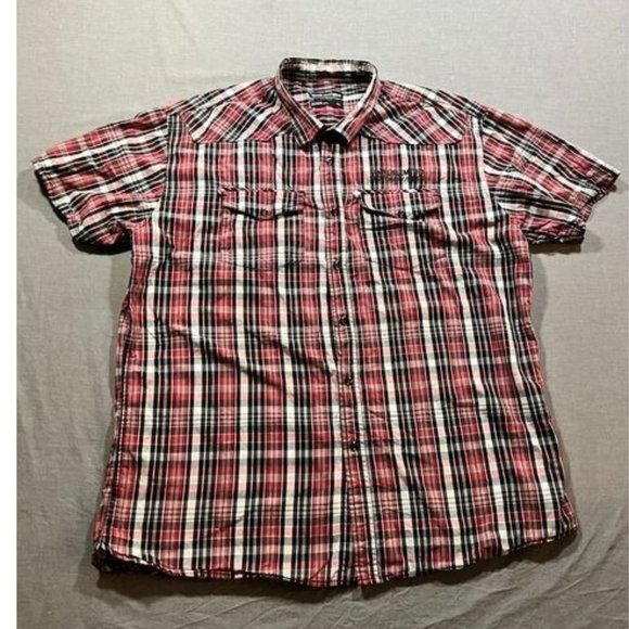 Ecko Unltd Button Up Shirt Adult 2XL Red Plaid Short Sleeve Casual Mens. - Picture 1 of 9